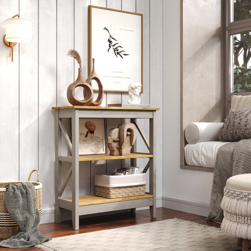 Loughlam 31.50'' W Solid Wood Shelving Unit, Gray