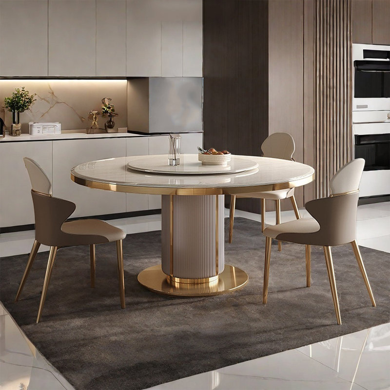 Ensemble de table de salle à manger Luxury Modern, H 29,52 po x L 53,14 po x l 53,14 po, 9 Pieces: Table, 8 Chairs