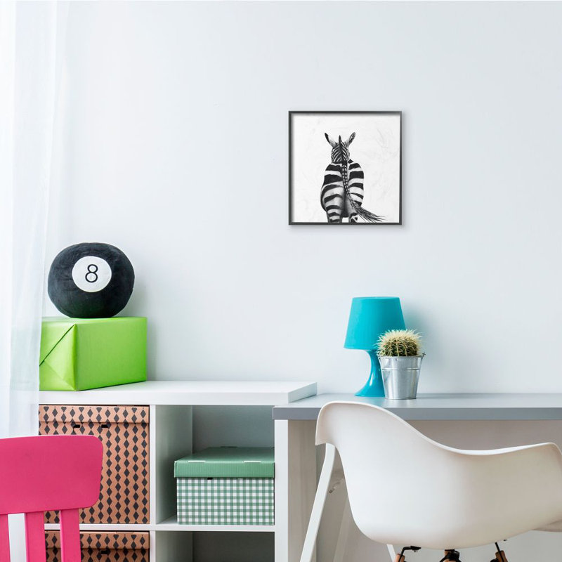 Dessin de zèbre bout à bout noir et blanc par Victoria Borges - impression d'art graphique, H 12 po x l 12 po x P 1,5 po