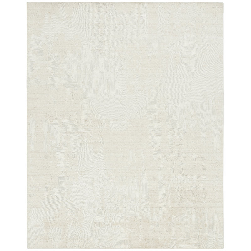 Tapis beige en laine / viscose / coton tissé à la main Tahlib, Rectangle 6 pi x 9 pi