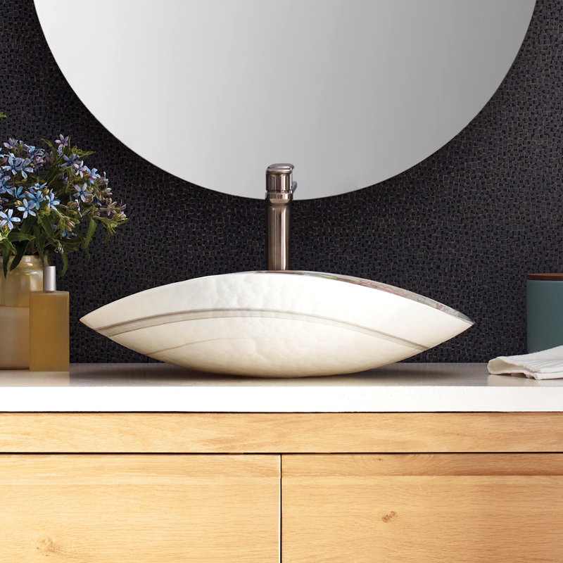 Murano Glass Oval Vessel Bathroom Sink, Abalone