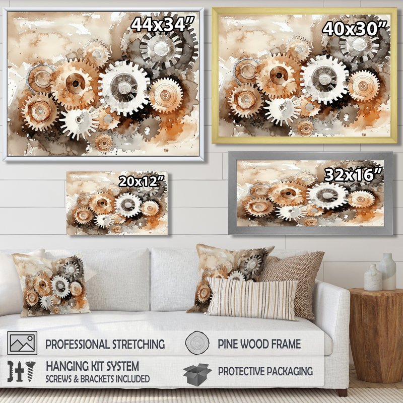 Gears and Cogs Of Innovation I - Innovation, art mural, H 12 po x l 20 po, Reproduction encadrée d'une seule photo sans pass