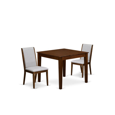 3-Pc Dining Room Set Consist of a Square Table and 2 Upholstered Chairs - Antique Walnut finish