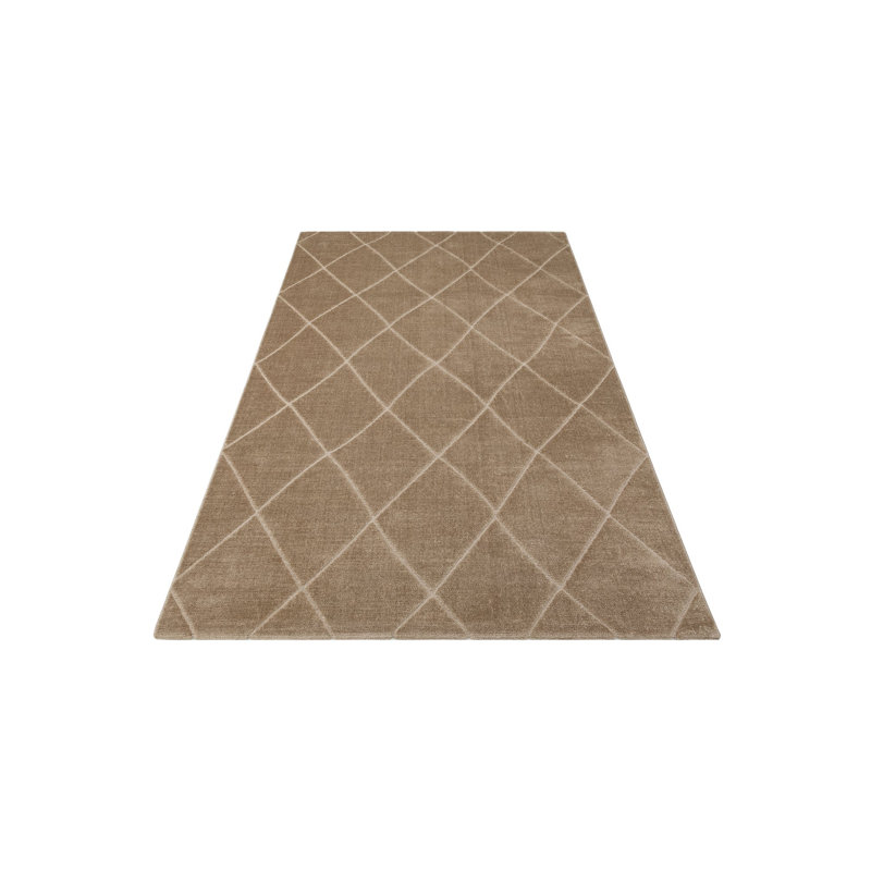 Tapis beige en micropolyester tissé à la machine Dacono, Rectangle 5 pi 3 po x 7 pi 7 po