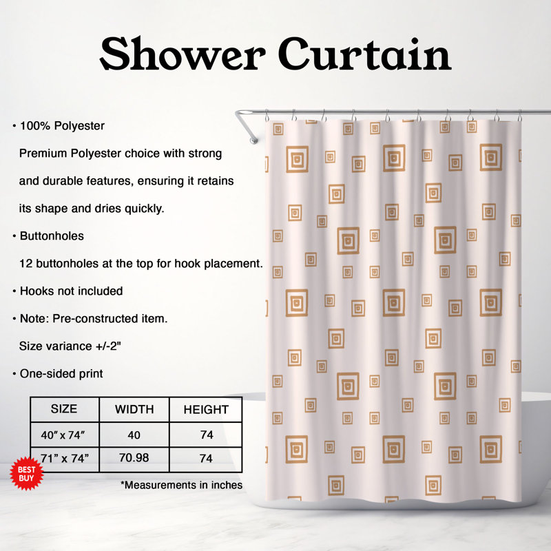 Rideau de douche standard 1 pièce Radiant Boho Essence, H 74 po x l 71 po