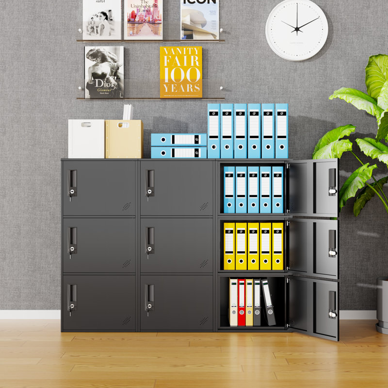 Armoire de rangement verticale empilable à 3 portes avec serrure, dispositif anti-défaut, Lcokeur en métal, organisateur pour le bureau, la maison, le gymnase, l'école, les employés, les enfants.