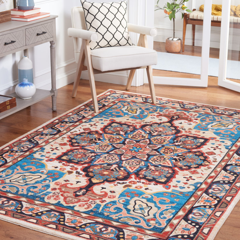 Tapis oriental bleu / beige Manado, Rectangle 7 pi 9 po x 10 pi