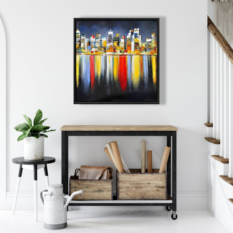 "Reflet coloré d'un paysage urbain de nuit"
