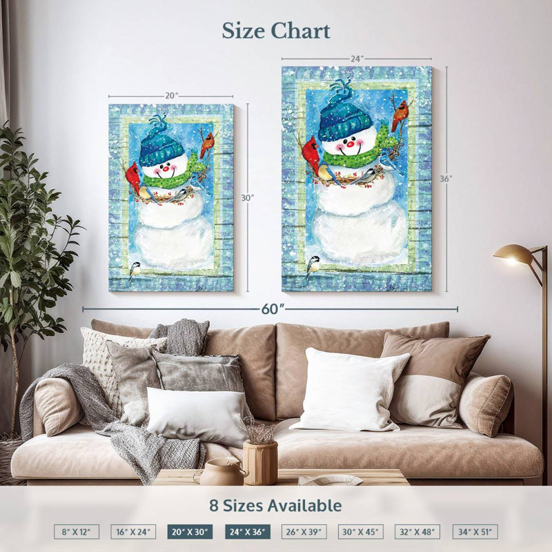 Bonhomme de neige et cardinaux Lelend, H 36 po x l 24 po