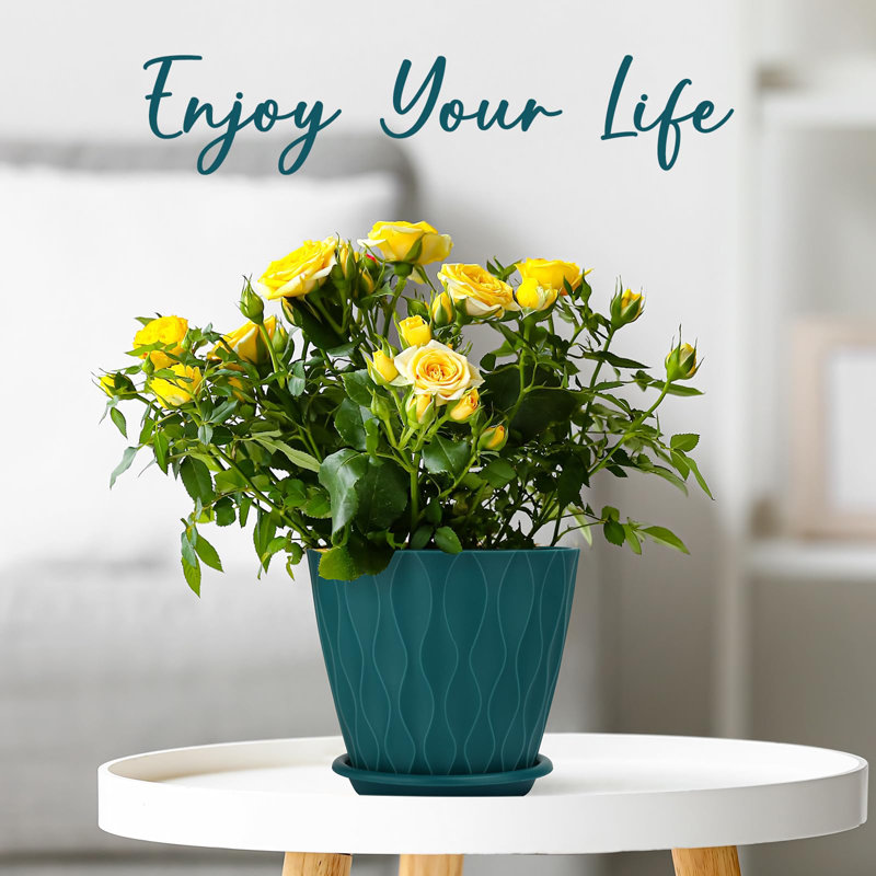 6 inch Plant Pots 5 Pack, Blue
