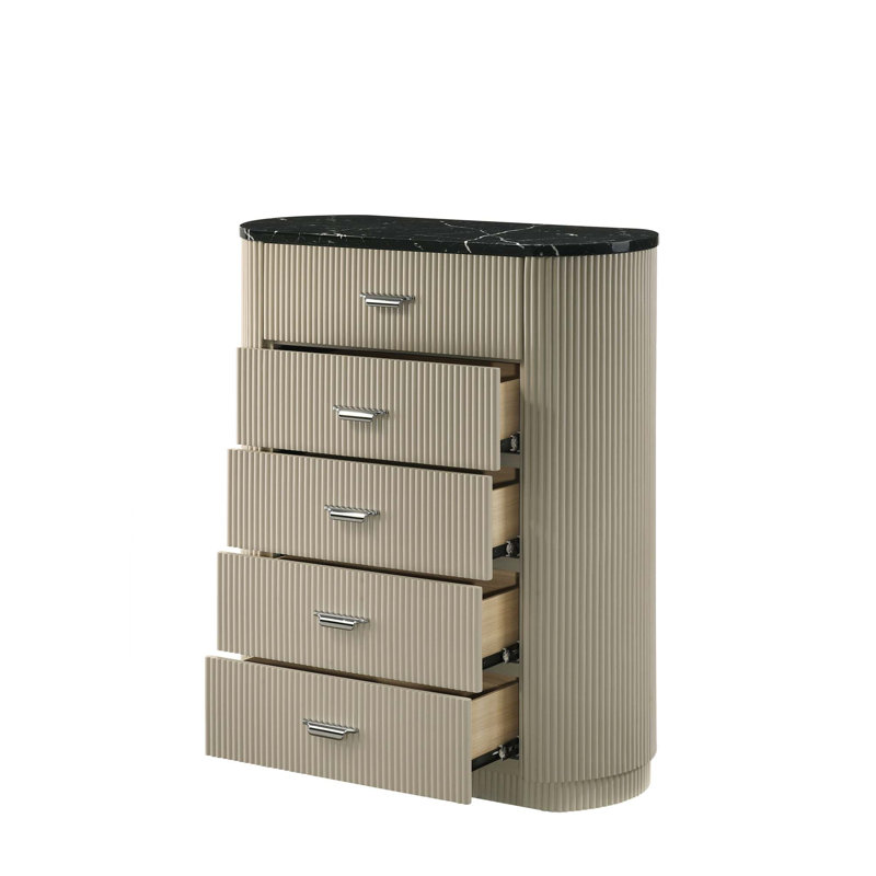 Commode 5 tiroirs avec surface en marbre