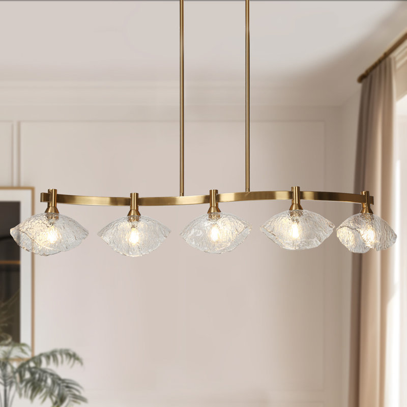 Preesall 5 - Light 44.5'' W Large Texture Glass Linear Kitchen Island Pendant ETL Certified