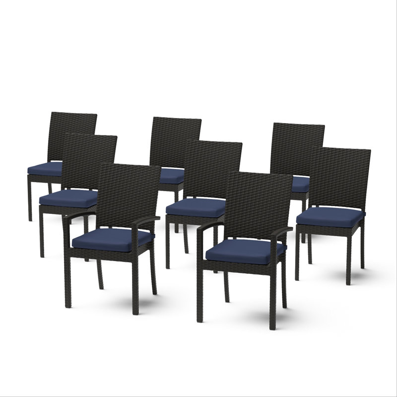 Chaises de patio Fionnula Sunbrella, Bleu marine, Brun