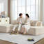 Canapé modulaire à compression avec méridienne confortable, canapé à compression irrégulière en forme de L avec siège profond, canapé-lit modulaire minimaliste pour salon, chambre, salon, ivoire-133386027