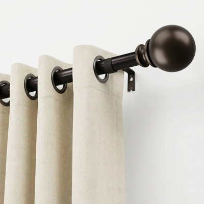Tringles à rideaux 32 à 48 pouces, tringle à rideaux réglable robuste de 1 pouce pour fenêtres, tringles à rideaux en bronze avec embouts ronds, installation facile