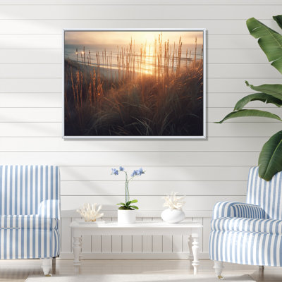 «Ocean Summer Bliss Sunset Beach Grass Waving I», reproduction sur toile