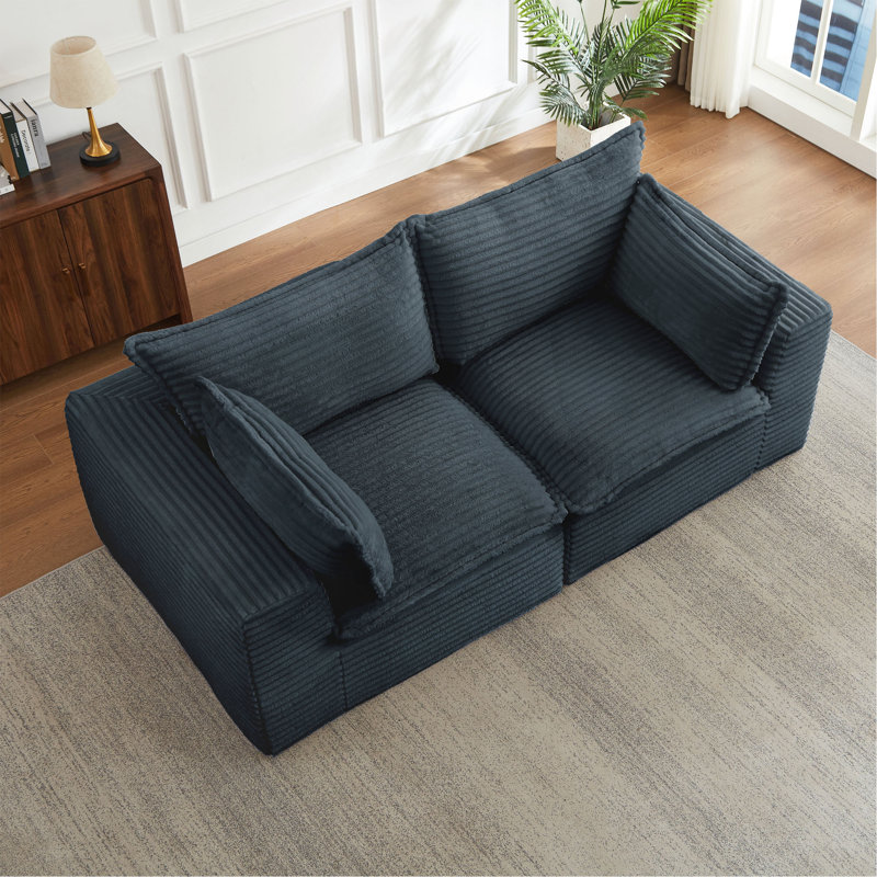 Causeuse, canapé modulaire désossé pour le salon, canapé modulaire moderne surdimensionné, Gris foncé