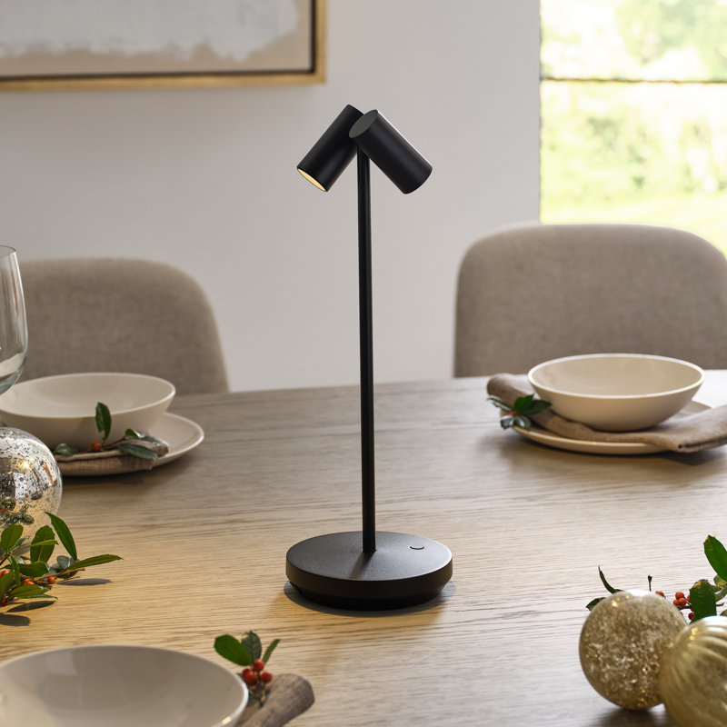 Doppia Accent Rechargeable Table Lamp, Black