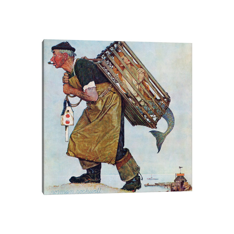 Mermaid (Lobsterman) by Norman Rockwell - Wrapped Canvas Gallery-Wrapped Canvas Giclée, 45.72 cm H x 45.72 cm W