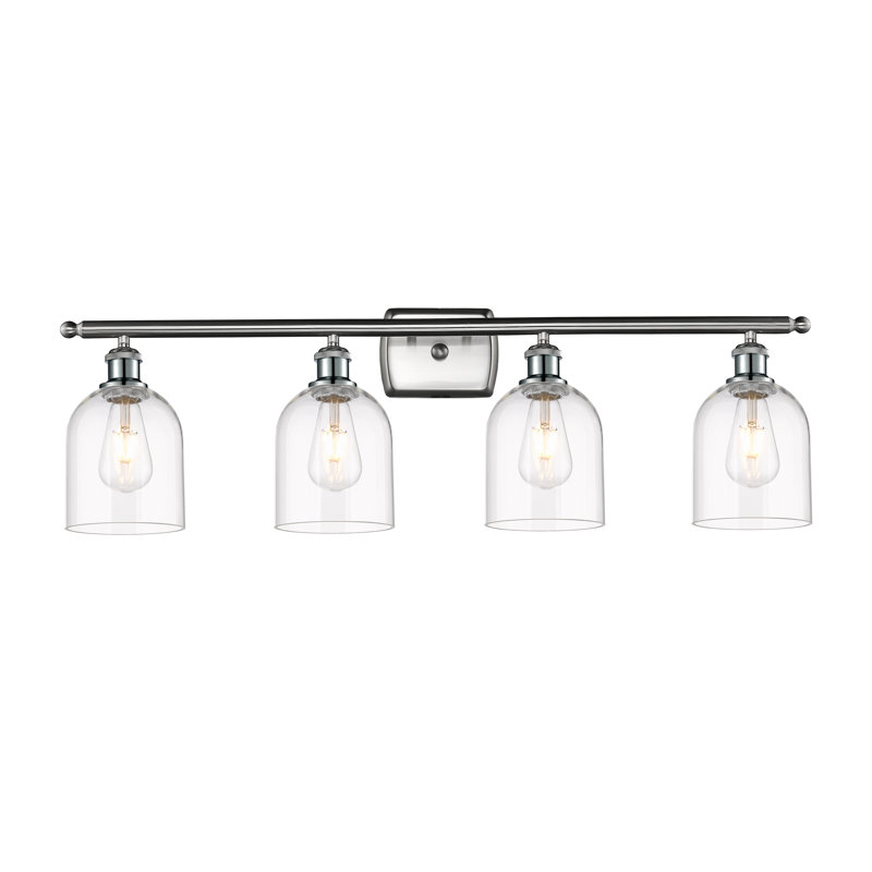 Anacaren 4 - Light Dimmable Vanity Light, Clear, Brushed Satin Nickel