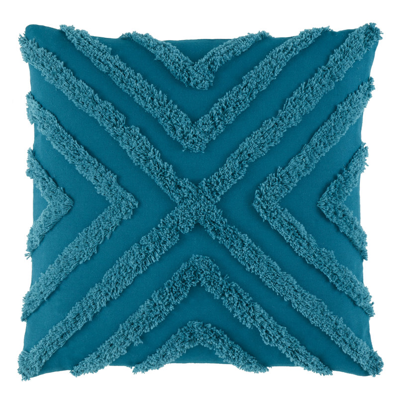 Diamond Tufted Geometric Cushion with Inner, Teal