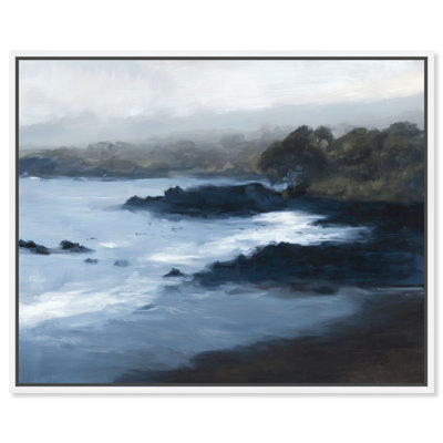 Misty Morning Framed Canvas Print Coastal Wall Decor by Art Remedy, White Frame, 24 x 20