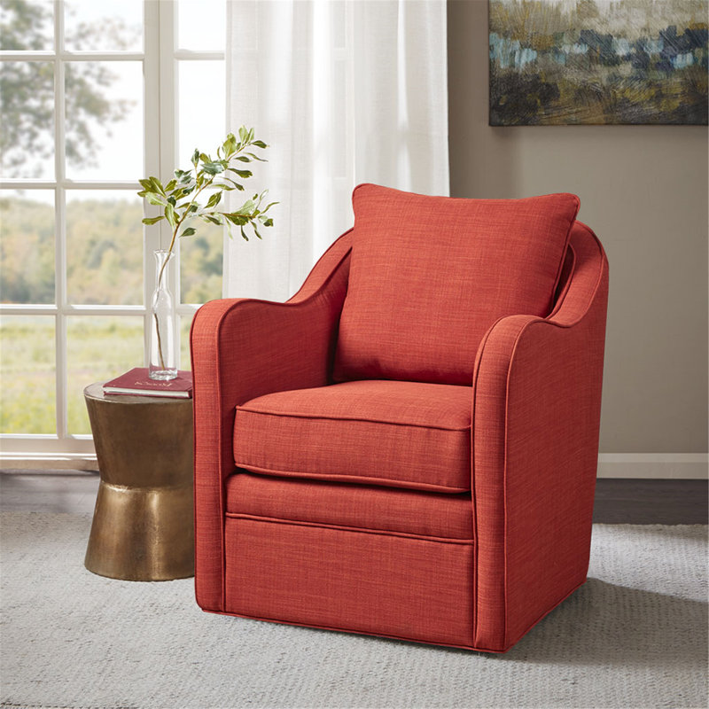Logan 360-Degree Swivel Chair, Red Polyester