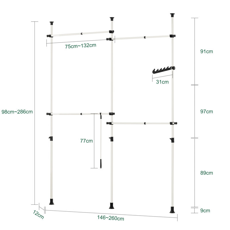 Skaghe 138cm - 235cm Closet System