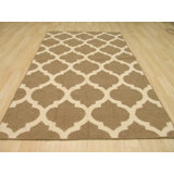 Brown Hand-Knotted Wool Quatrefoil Lattice Geometric Modern Contemporary Carpet Rug