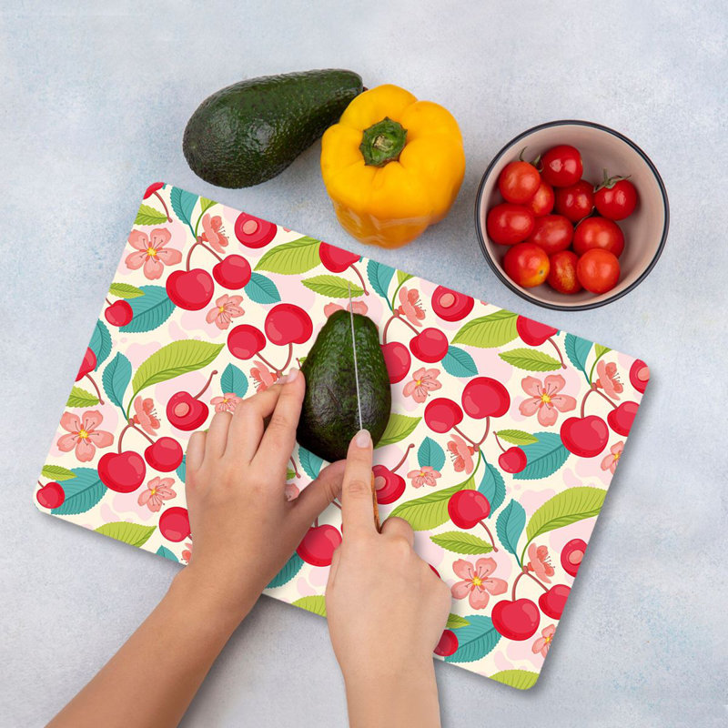 Tempered Glass Cutting Board, 7.9 x 11.8 inches | 100% Antibacterial, Easy-Clean Surface, Non-Slip Silicone Feet | Perfect for Food Prep & Serving, Durable & Stylish Kitchen Essential, Not Dishwasher Safe