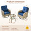 Ensemble 3 pièces de chaises de patio berçantes pivotantes en osier toutes saisons avec coussins et table d'appoint-655545794