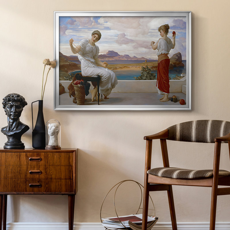 «Winding the Skein» par Frederic Leighton, toile tendue avec châssis, v. 1878, 22,5 x 30,5, Toile avec cadre, Argent