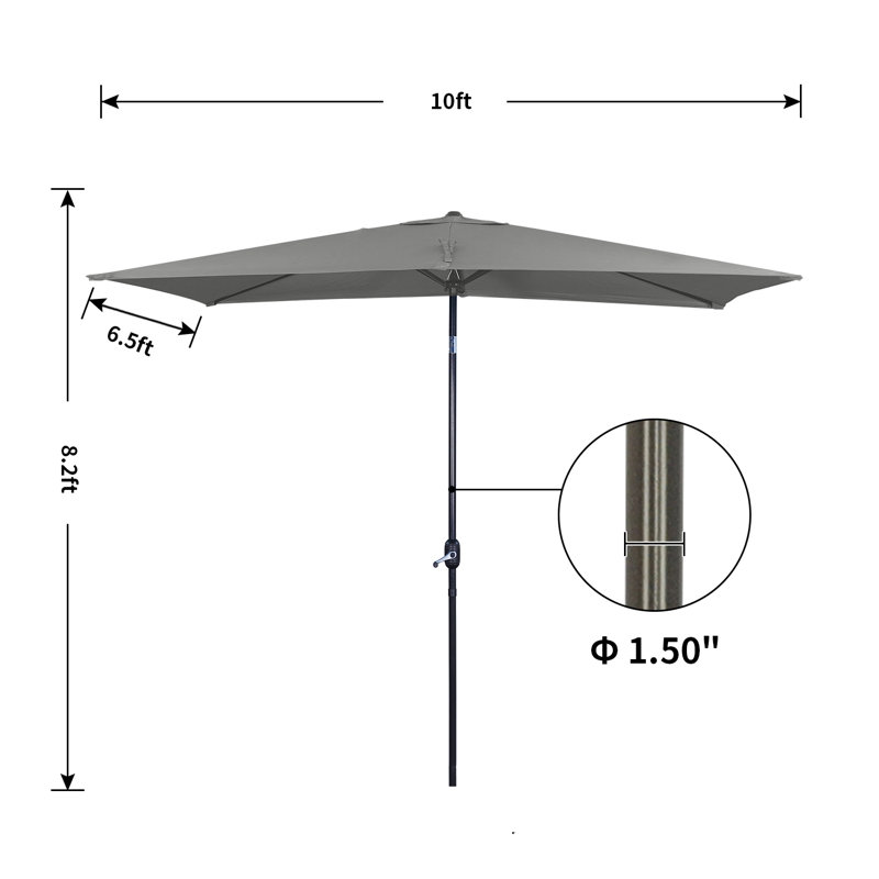Parasol de marché rectangulaire 9 pi x 6,5 pi Matias, gris