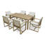 Ensemble repas 7 pièces en bois d'acacia avec coussins amovibles Eastmane-112548447