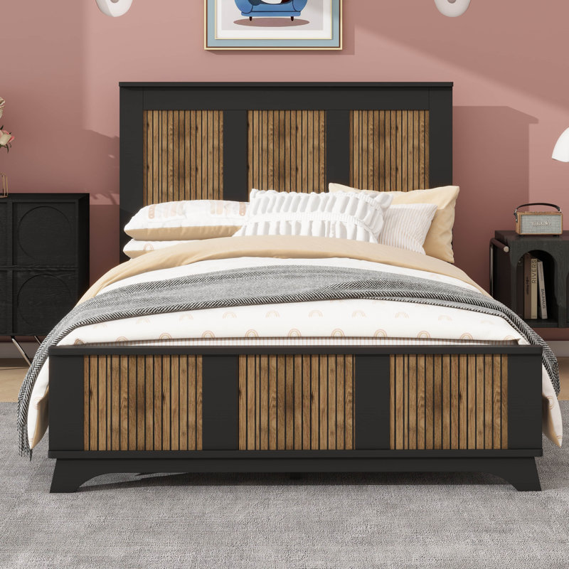 Tapis de lit en bois Modern Farmhouse, Lit double , Noir, noir, noir, noir