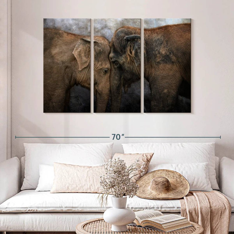 Brampt Elephant Young Love, 32" H x 50" W
