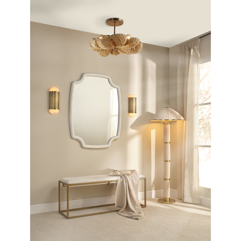 Anguilla Semi-Flush Mount in Blue Wood Beads, Natural