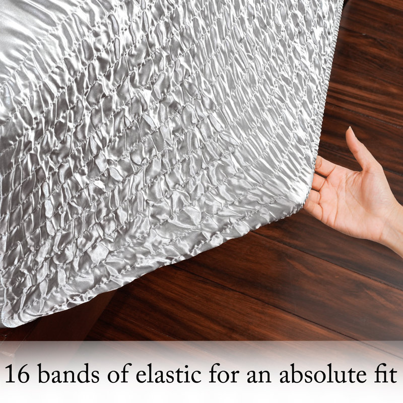 Smooth Satin BedTite Tight Grip Sheet Set, Silver, Full/Double