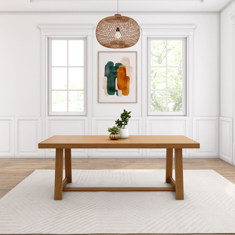 Shonica 84-in Classic Farmhouse Dining Table, Pecan