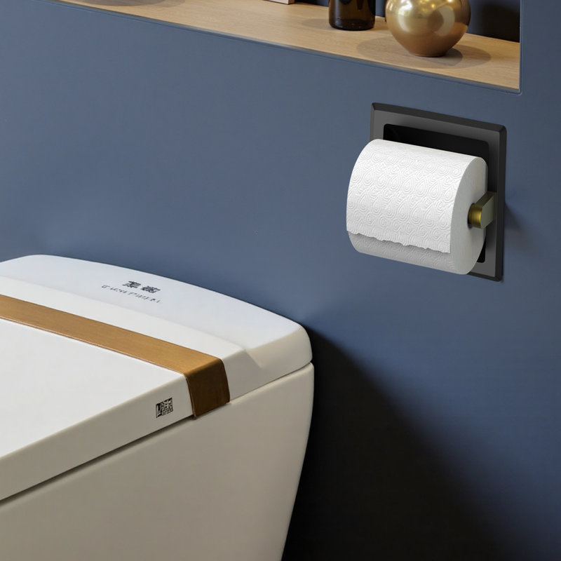 Porte-papier hygiénique encastré, Noir / or