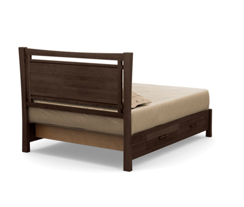 Monterey Upholstered Bed, Smoke Cherry, Ebony Leather, Full