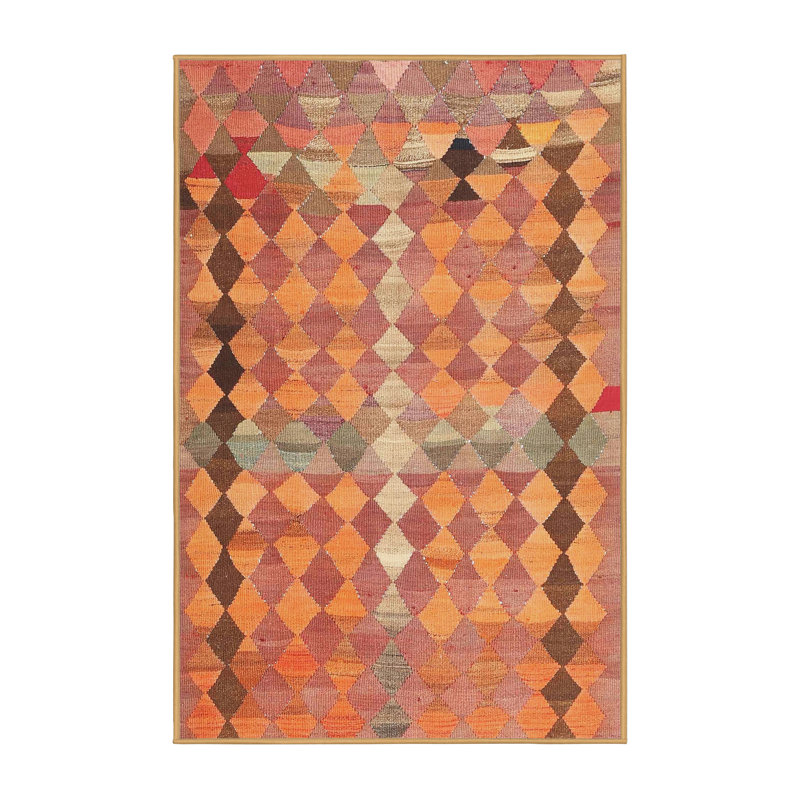 Tapis orange contemporain/zone rose pâle, Rectangle 8 pi x 10 pi