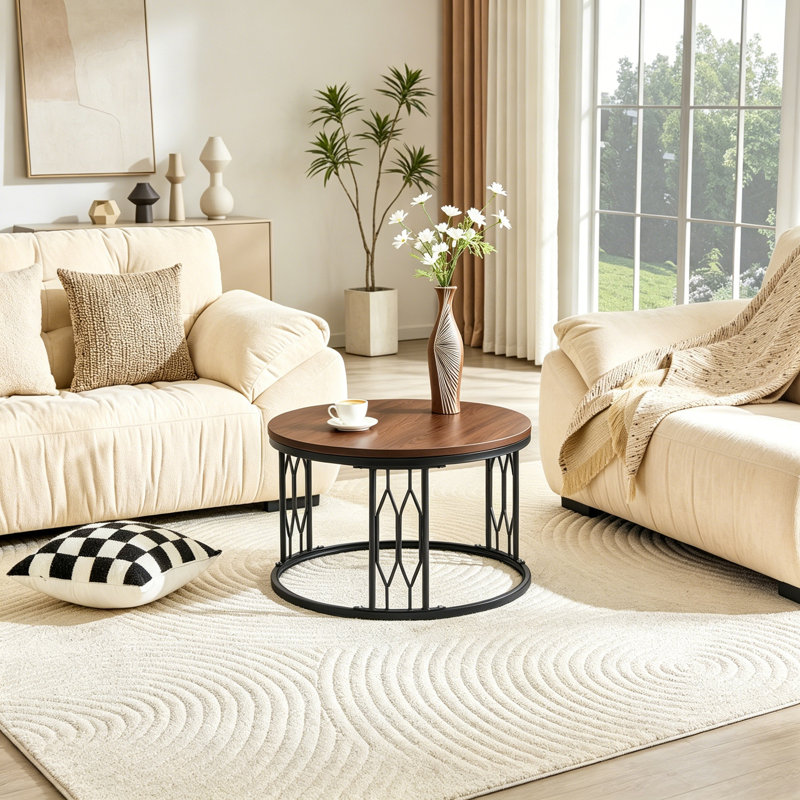 Table basse ronde avec base robuste, Brown
