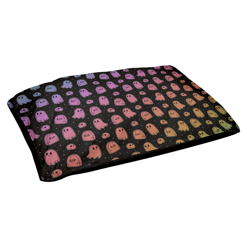 Coussin décoratif pour chien à l’extérieur pastel Campion, Moyen (L 29,5 po x P19,5 po x H 9,5 po), Noir / rose / orange