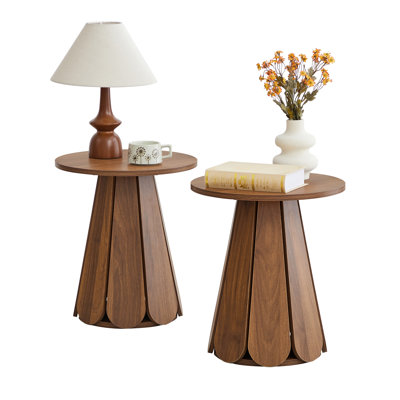 Table de bout ronde avec base en forme de pétale