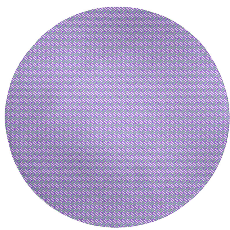 Tapis bleu à rayures losanges, Rond 5 pi