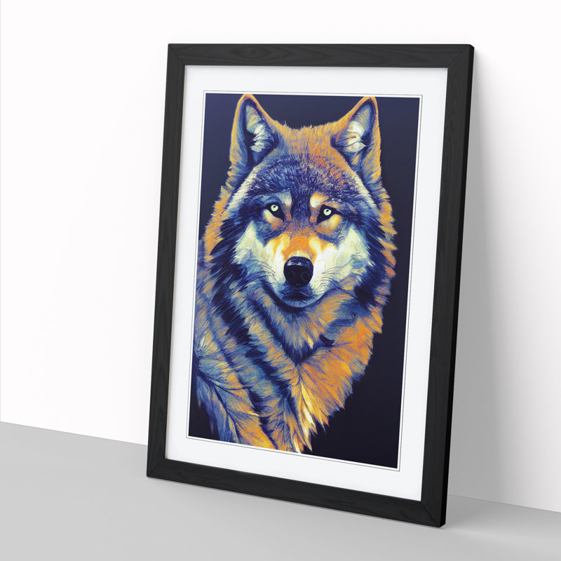 FRM-V0523-2921X Wolf Portrait Vol.1 - Single Picture Frame Print, Black, 64cm H x 46cm W x 2cm D