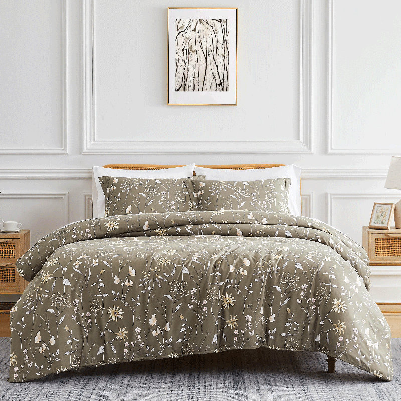 Secret Meadow Collection Microfiber Reversible Comforter Set by Southshore Fine Linens, Queen Comforter + 2 Standard Shams