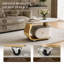 Table basse ovale moderne en pierre frittée de 39,4 po avec tiroir de rangement, base en acier inoxydable et 4 roulettes verrouillables Caston-1472561722
