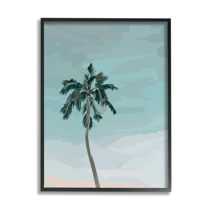 Ciel de palmier tropical par Amelia Noyes, Giclée encadrée noir minuit, H 14 po x l 11 po x P 1,5 po